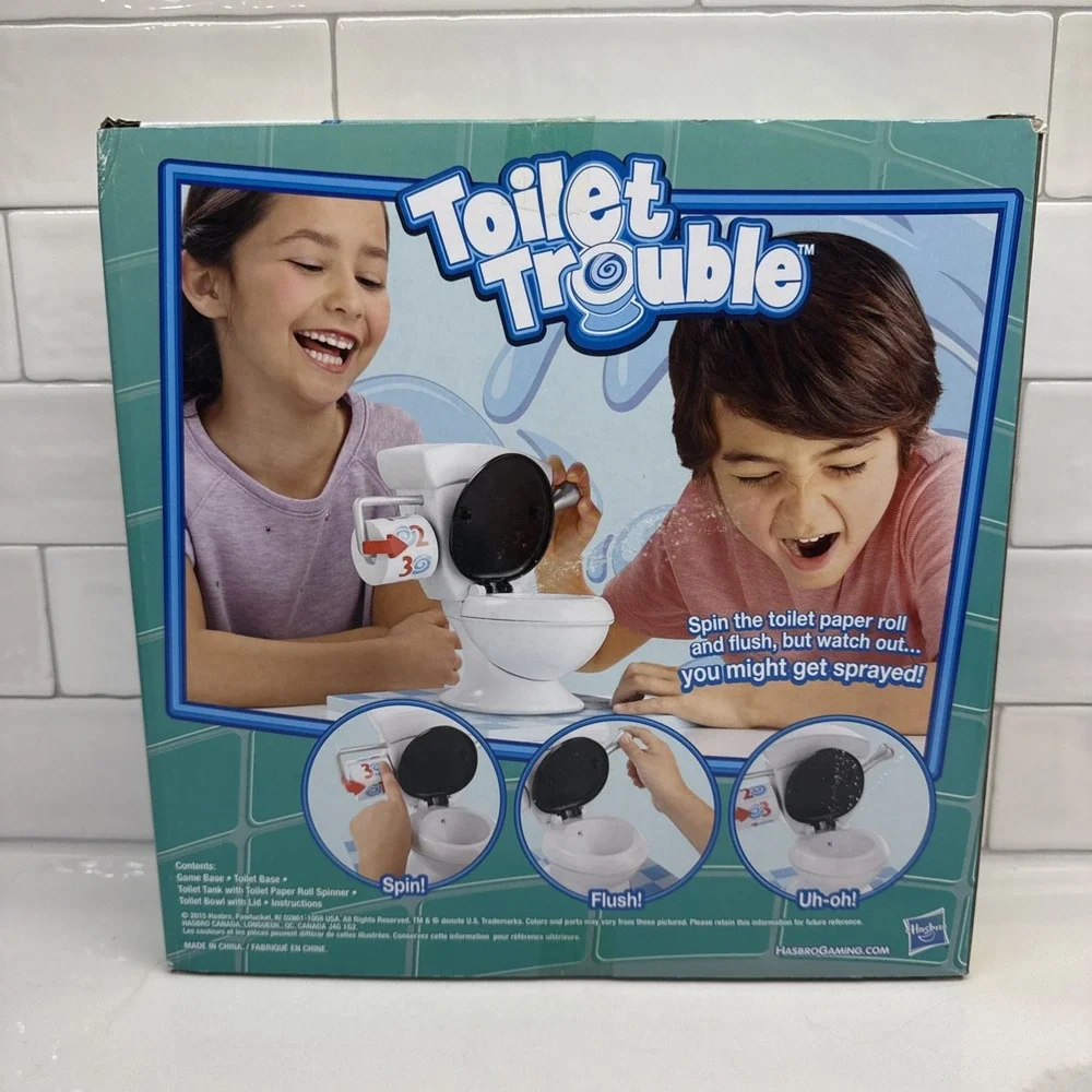 Hasbro Gaming Toilet Trouble Game C0447 Water Spraying Family Fun Fast Ship NEW